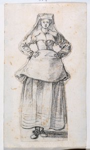 Bourgeoises Dans Differentes Attitudes, Prints Albumista 21, numero 304 (liitu paperille) tekijältä Jacques Callot