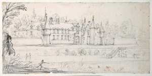 Chateau de Chantelou, Orgen laaksossa, Linasin ja Chestresin välissä (musta liitu paperilla) tekijältä Jacques Callot