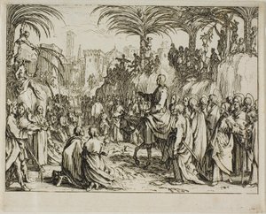 Kristuksen astuminen Jerusalemiin, Uusi testamentti -kirjasta tekijältä Jacques Callot