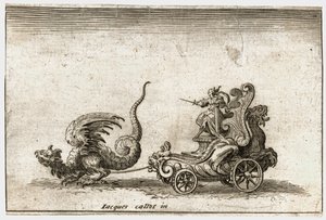 Combat a la barriere: (kaiverrus): Lohikäärmeen vetämät vaunut ... (kaiverrus) tekijältä Jacques Callot