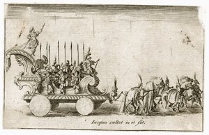 Combat a la barriere: (kaiverrus): Hänen korkeutensa herttua Kaarle IV:n sisääntulo, joka esittää aurinkoa ... (kaiverrus) tekijältä Jacques Callot