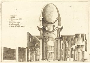 Poikkileikkaus kirkosta tekijältä Jacques Callot