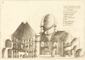 Poikkileikkaus Pyhän haudan kirkosta tekijältä Jacques Callot