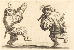 Tanssijat huilun ja tamburiinin kanssa tekijältä Jacques Callot