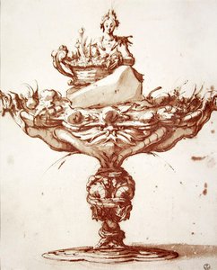 Suunnittelu suihkulähteelle (muste ja pesu paperille) tekijältä Jacques Callot