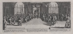 Palkkioiden jakaminen (Distribution des recompenses), kirjasta "Sodan kurjuudet". tekijältä Jacques Callot
