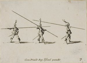 Pora Musketin kanssa, levy seitsemän sotilasharjoituksista tekijältä Jacques Callot