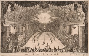 Herttua Kaarle IV saapuu jalan, teoksesta Combat à la Barrière tekijältä Jacques Callot