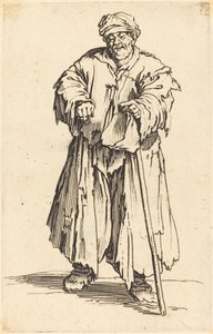 Lihava kerjäläinen silmät alaspäin tekijältä Jacques Callot