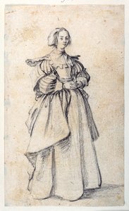 Naishahmo (musta liitu paperille) tekijältä Jacques Callot