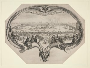 Firenzen värjääjien ja kutojien festivaali, 25. heinäkuuta 1619 Arnolla. tekijältä Jacques Callot