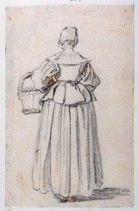 Figuuri taaksepäin (musta liitu paperilla) tekijältä Jacques Callot
