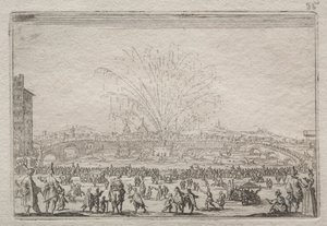 Ilotulitus Arnolla, n. 1622. tekijältä Jacques Callot