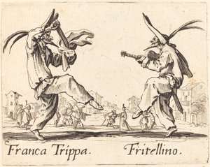 Franca Trippa ja Fritellino, n. 1622. tekijältä Jacques Callot