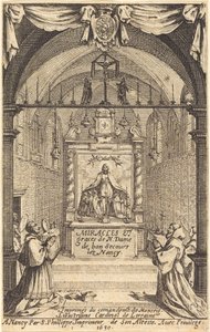 "Bon-Secours-les-Nancyn Neitsyt Marian ihmeiden ja armon etukappale" tekijältä Jacques Callot