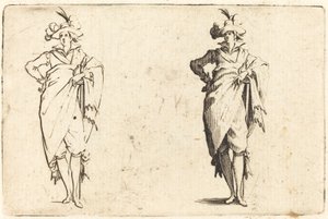 Gentleman edestä katsottuna käsi lantiolla tekijältä Jacques Callot