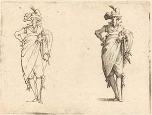 Gentleman edestä katsottuna käsi lantiolla tekijältä Jacques Callot