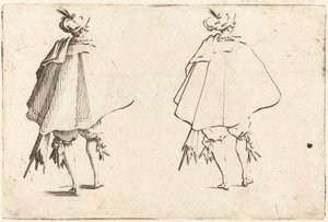 Herrasmies suuressa vaipassa takaa katsottuna tekijältä Jacques Callot