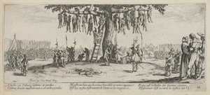 Ripustus, sarjan ”Sodan harmaat” sivu 11 tekijältä Jacques Callot