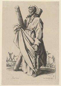 Pyhä Andreas, sarjan ”Jeesus, kaksitoista apostolia ja Maria” sivu 6 tekijältä Jacques Callot