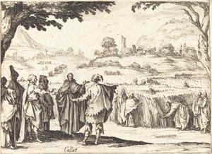 Jeesus fariseusten kanssa tekijältä Jacques Callot