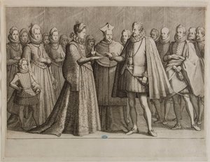 Ferdinand I de’ Medicin elämä, Ferdinand I:n häät. Ensimmäinen osa 16 valmiista teoksesta ja 2 ylimääräisestä teoksesta (Lieure 147, Meaume 534) tekijältä Jacques Callot