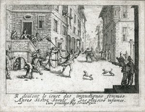Tuhlaajapojan elämä... (kaiverrus) tekijältä Jacques Callot