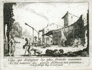 Tuhlaajapojan elämä... (kaiverrus) tekijältä Jacques Callot