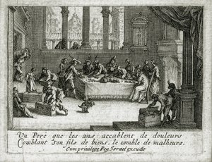 Tuhlaajapojan elämä... (kaiverrus) tekijältä Jacques Callot