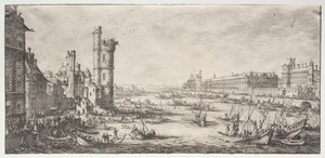 Kaksi upeaa näkymää Pariisiin: Näkymä Louvresta, 1628-1630. tekijältä Jacques Callot