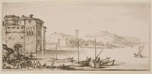 Kauppatavaroiden lastaus, sarjasta "Firenzen maisemat" tekijältä Jacques Callot