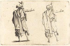 Mies takaa katsottuna oikea käsi ojennettuna tekijältä Jacques Callot