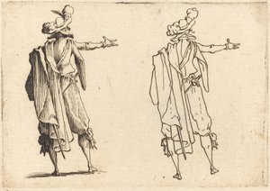 Mies takaa katsottuna oikea käsi ojennettuna tekijältä Jacques Callot