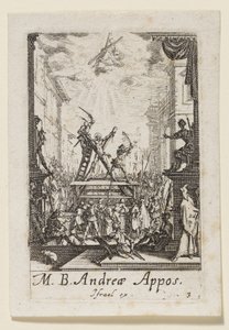 Pyhän apostoli Andreaan marttyyrikuolema (autuaan apostoli Andreaan marttyyrikuolema) tekijältä Jacques Callot