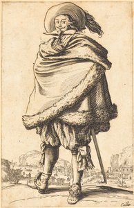 Jalo mies, joka on kiinnitetty turkista leikatussa vaipassa tekijältä Jacques Callot
