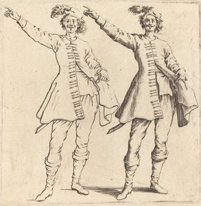 Upseeri, käsivarsi ojennettuna, näkymä edestä tekijältä Jacques Callot