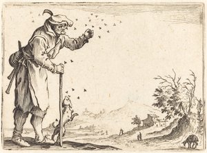 Mehiläisten kimppuun hyökännyt talonpoika tekijältä Jacques Callot