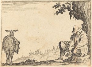 Talonpoika riisumassa kenkänsä, c. 1622. tekijältä Jacques Callot