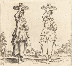 Talonpoikanainen kori päässä, näkymä edestä, 1617 ja 1621. tekijältä Jacques Callot