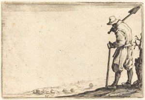 Talonpoika lapio olkapäällään tekijältä Jacques Callot