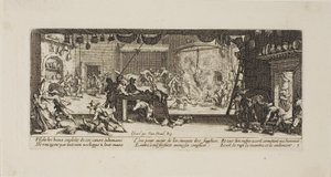 Suuren maalaistalon ryöstäminen, levy viisi teoksesta The Miseries of War (Sodan kurjuudet). tekijältä Jacques Callot