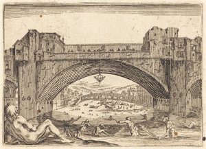 Ponte Vecchio, Firenze, n. 1622. tekijältä Jacques Callot
