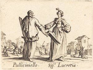 Pulliciniello ja Siga. Lucretia tekijältä Jacques Callot