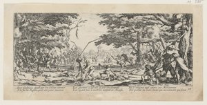 Talonpoikien kosto, lehti 17 sarjasta "Sodan kauhut" tekijältä Jacques Callot