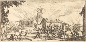 Kylän tuhoaminen ja polttaminen tekijältä Jacques Callot