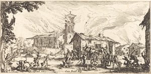 Kylän tuhoaminen ja polttaminen tekijältä Jacques Callot