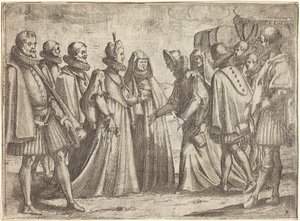 Vastaanotto Mantovassa [oikealla], 1612. tekijältä Jacques Callot