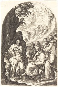Pyhä Hieronymus opastamassa opetuslapsiaan autiomaassa tekijältä Jacques Callot
