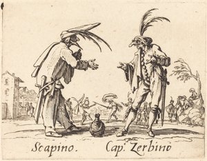 Scapino ja Cap. Zerbino, n. 1622. tekijältä Jacques Callot