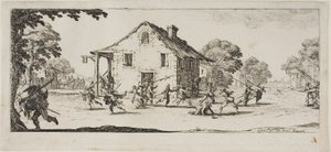 Ryöstökohtaus, levy neljä teoksesta The Miseries of War (Sodan kurjuudet) tekijältä Jacques Callot